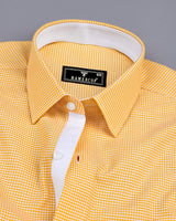 Lucifer Yellow With White Small Check Oxford Cotton Designer Shirt