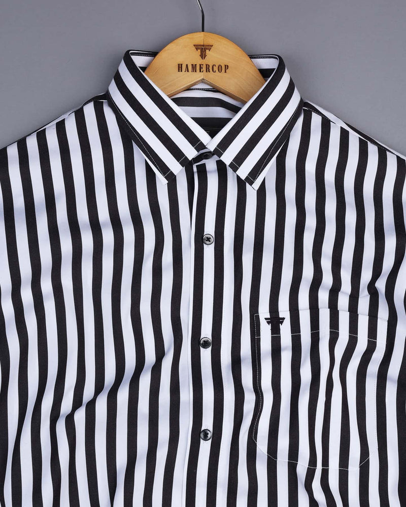 Epsom Black With White Stripe Formal Cotton Shirt