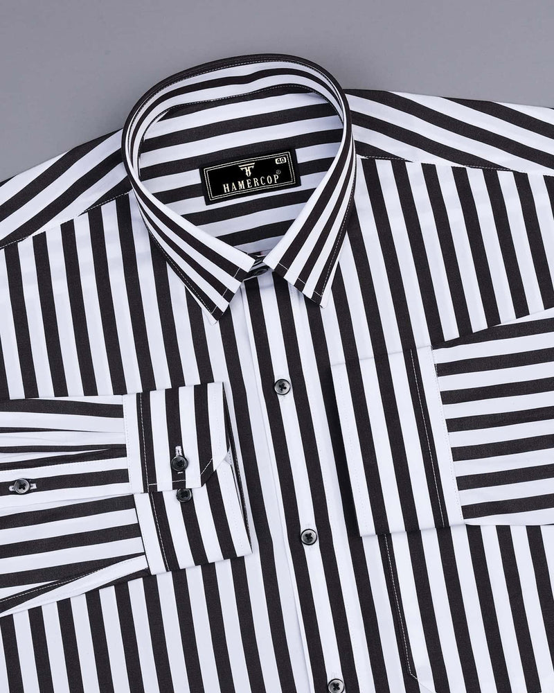 Epsom Black With White Stripe Formal Cotton Shirt