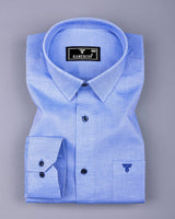 Harrow Blue With White Dobby Textured Cotton Shirt