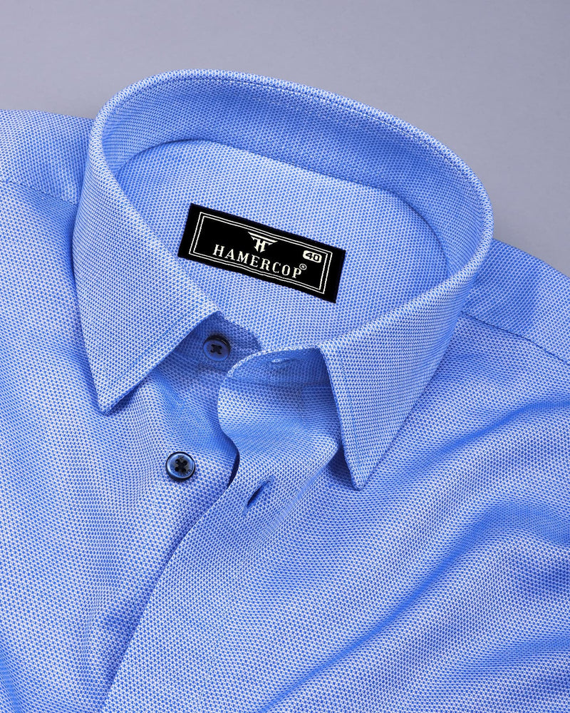 Harrow Blue With White Dobby Textured Cotton Shirt