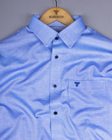 Harrow Blue With White Dobby Textured Cotton Shirt