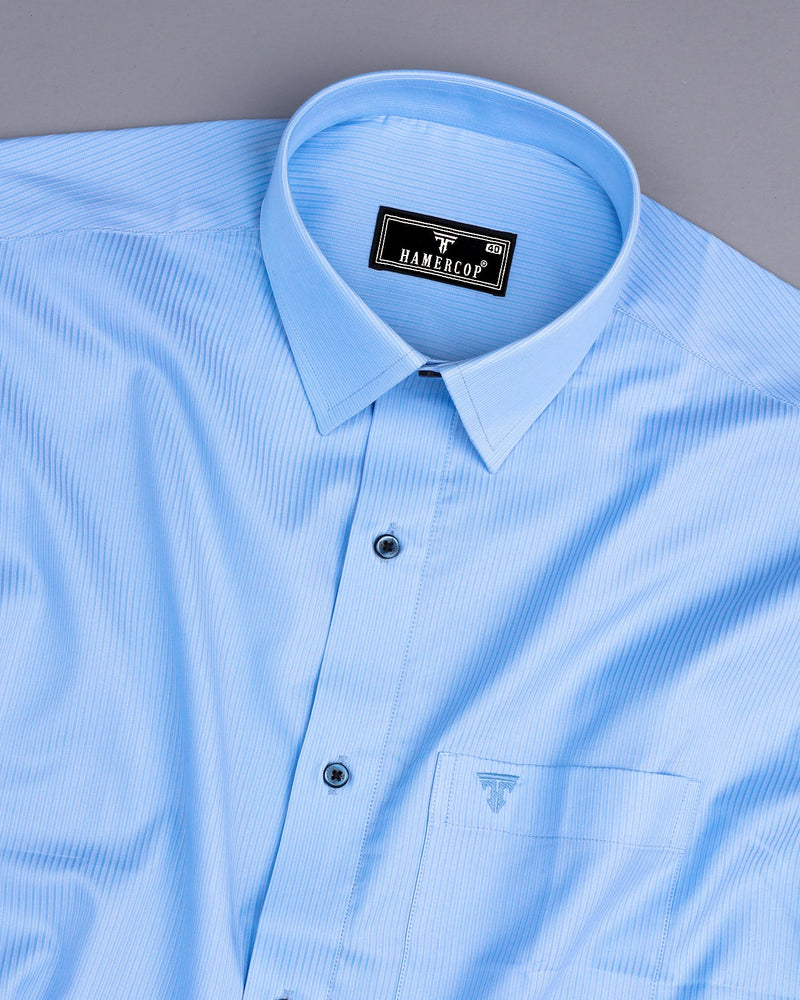 Crozet Blue Stripe Premium Cotton Formal Shirt