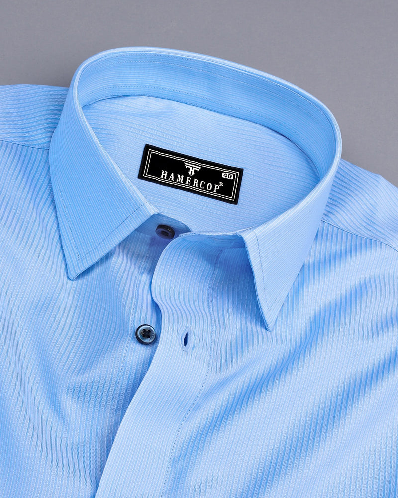 Crozet Blue Stripe Premium Cotton Formal Shirt