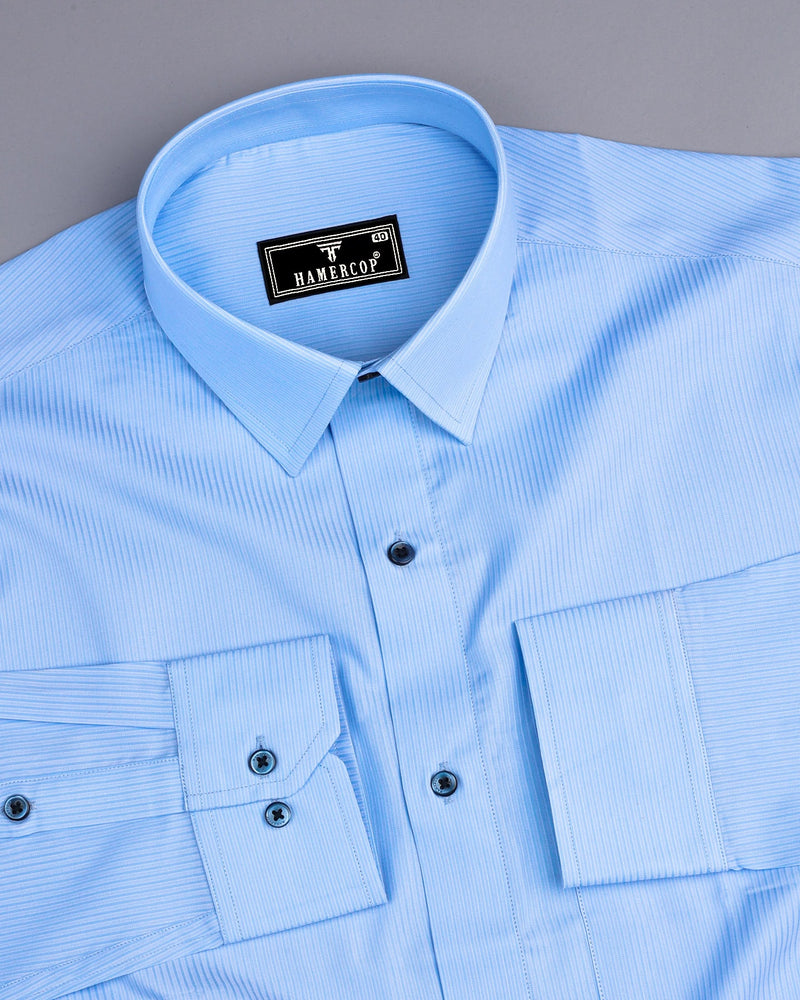 Crozet Blue Stripe Premium Cotton Formal Shirt