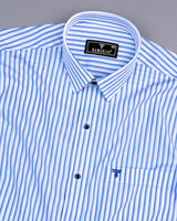 Stoffy Blue With White Stripe Formal Cotton Shirt