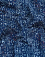 Cuban Blue Printed Amsler Cotton Shirt Style Kurta