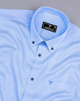 Sky Alice Blue Dobby Textured Formal Cotton Shirt