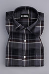 Jade black with grey windowpane check shirt