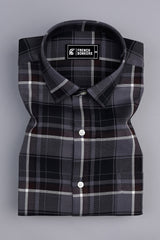 Jade black with grey windowpane check shirt