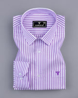 Bordon Purple With White Stripe Oxford Cotton Shirt