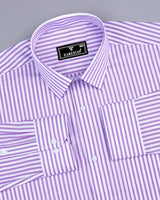 Bordon Purple With White Stripe Oxford Cotton Shirt