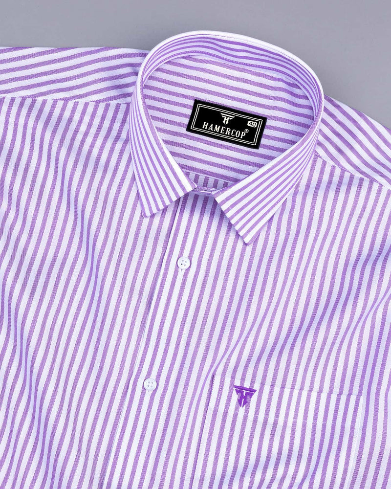 Bordon Purple With White Stripe Oxford Cotton Shirt