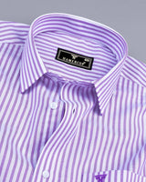 Bordon Purple With White Stripe Oxford Cotton Shirt