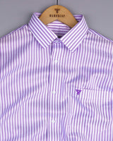 Bordon Purple With White Stripe Oxford Cotton Shirt