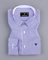 Brela Blue Bengal Stripe Oxford Cotton Designer Shirt