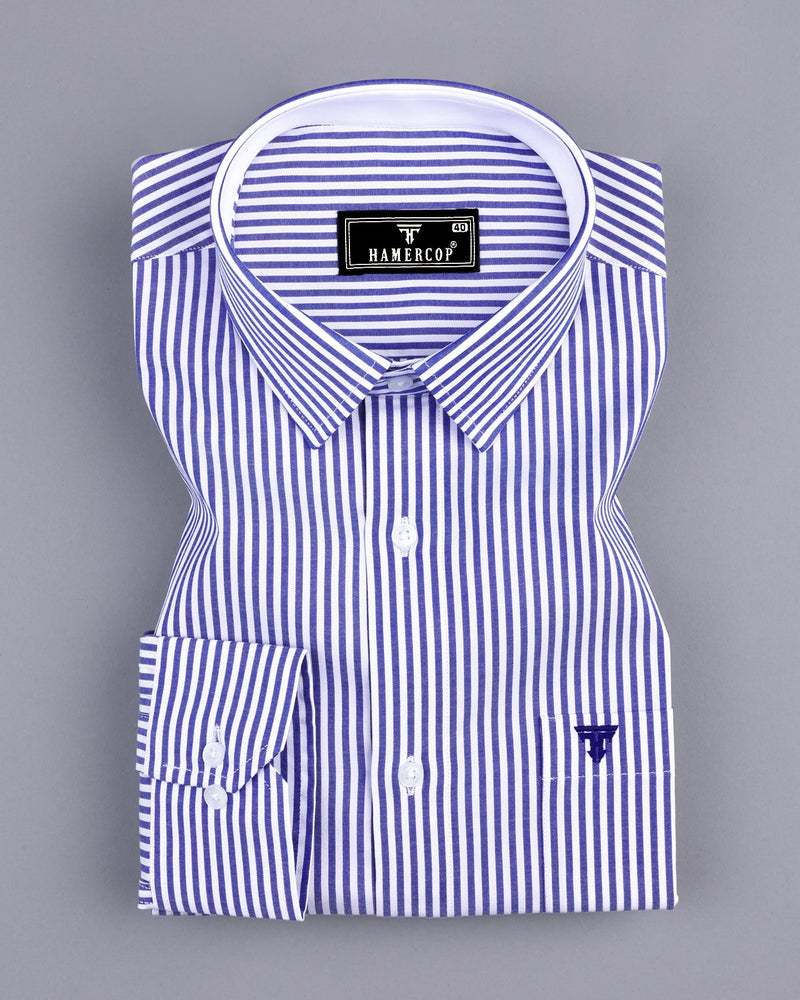 Brela Blue Bengal Stripe Oxford Cotton Designer Shirt