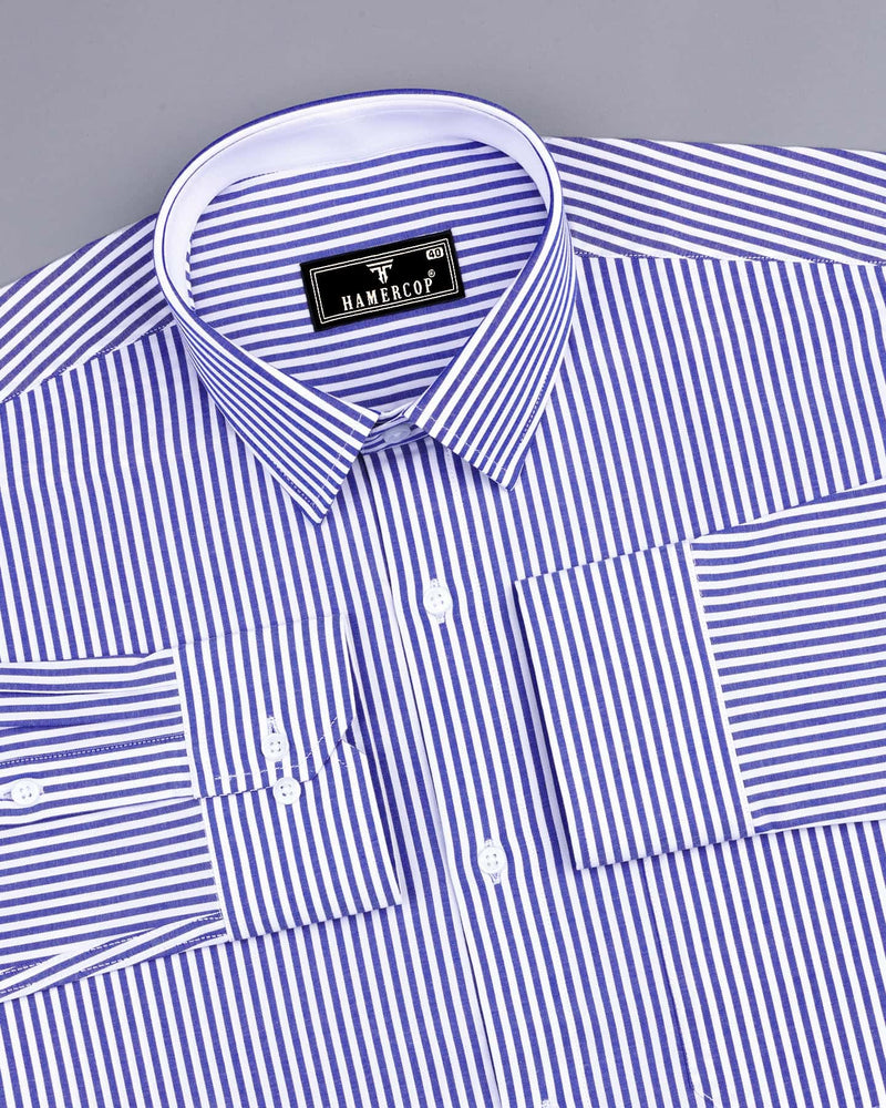 Brela Blue Bengal Stripe Oxford Cotton Designer Shirt