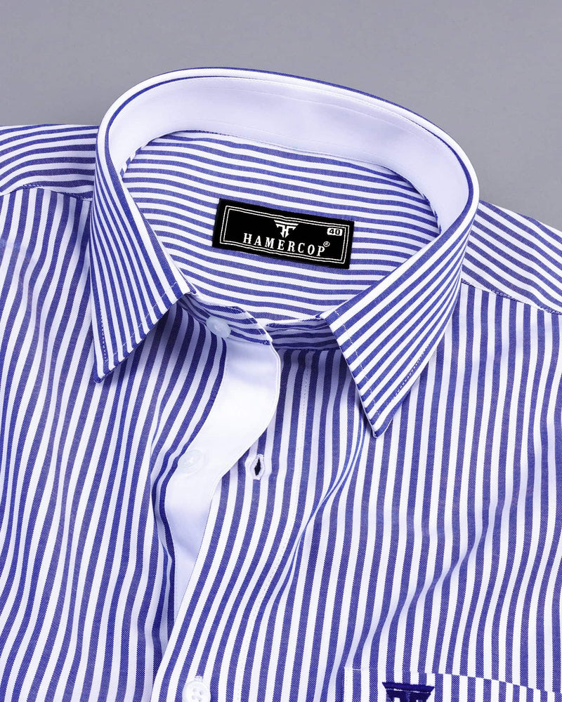 Brela Blue Bengal Stripe Oxford Cotton Designer Shirt