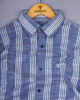 Equador Blue With Gray Dobby Stripe Cotton Shirt