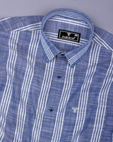 Equador Blue With Gray Dobby Stripe Cotton Shirt