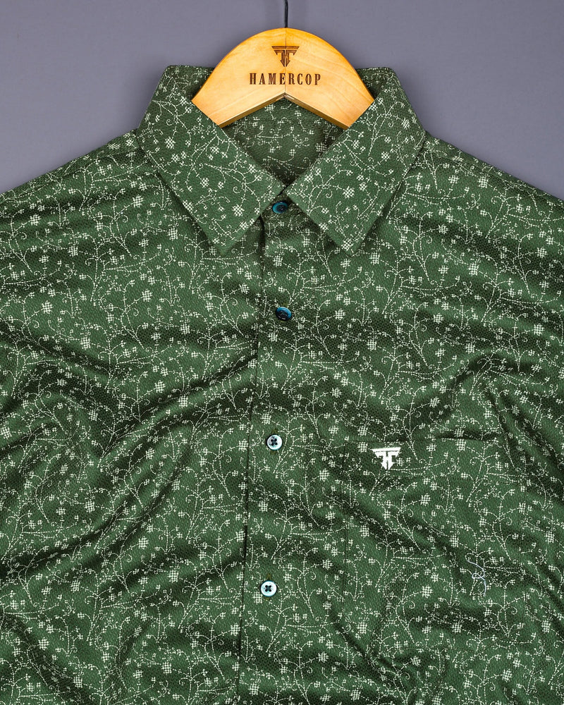 Somnifera Green Wale Printed Premium Dobby Cotton Shirt