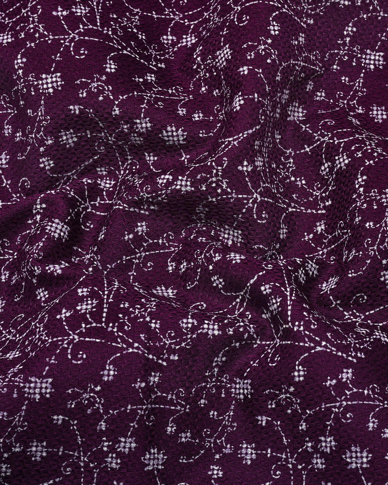 Somnifera Purple Wale Printed Dobby Cotton Shirt Style Kurta