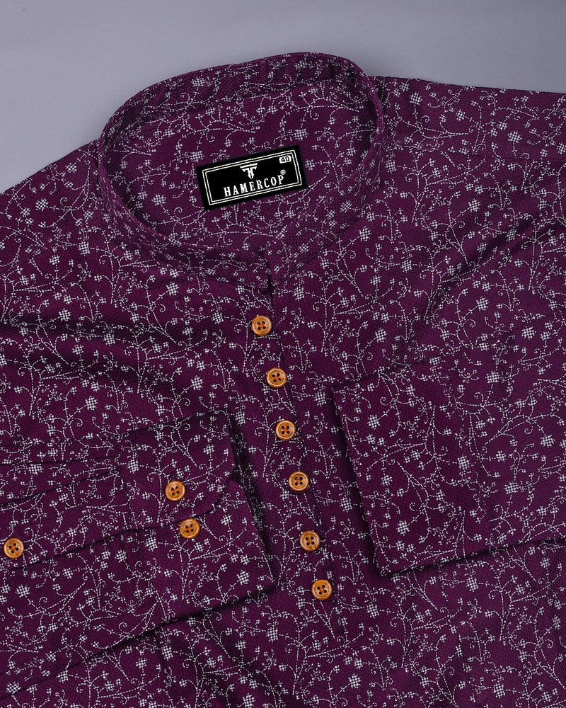 Somnifera Purple Wale Printed Dobby Cotton Shirt Style Kurta