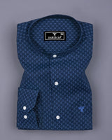 Poissy NavyBlue Printed Amsler Linen Cotton Shirt