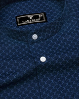 Poissy NavyBlue Printed Amsler Linen Cotton Shirt