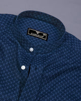 Poissy NavyBlue Printed Amsler Linen Cotton Shirt