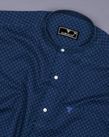 Poissy NavyBlue Printed Amsler Linen Cotton Shirt