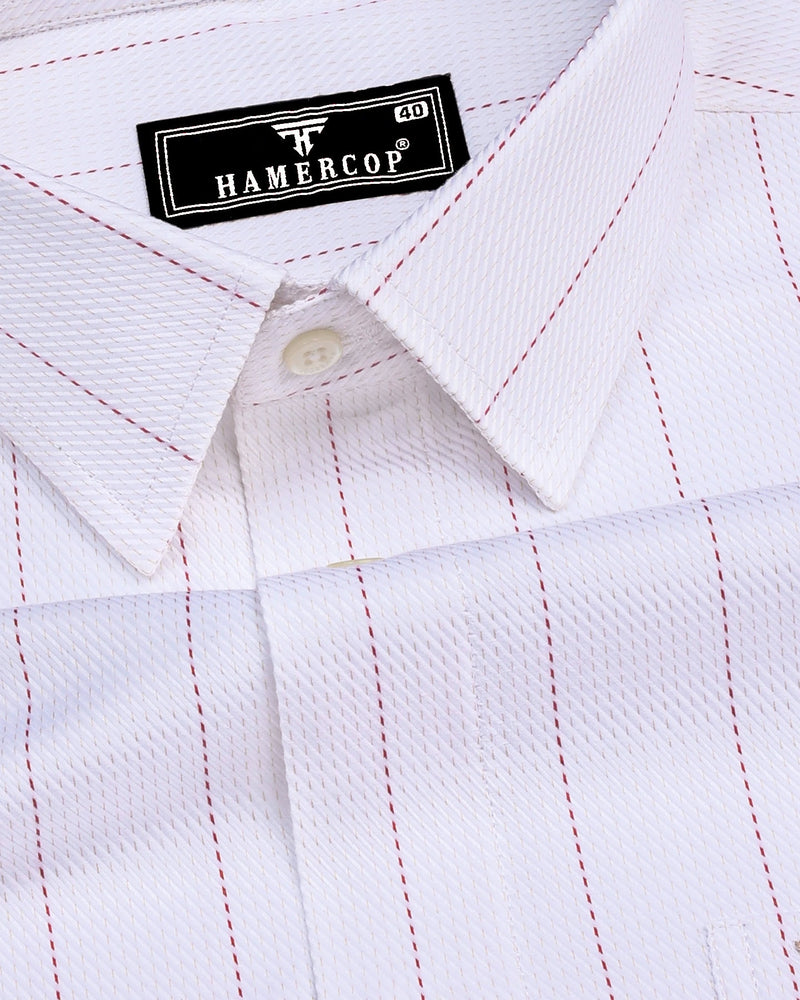 Barton Cream With Pink Pin Stripe White Premium Giza Shirt