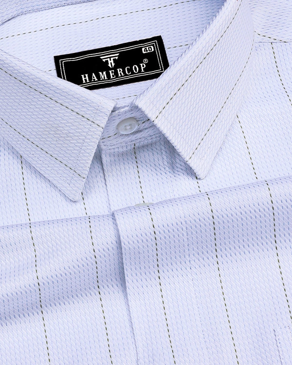 Barton SkyBlue With Green Pin Stripe White Premium Giza Shirt