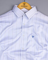 Barton SkyBlue With Green Pin Stripe White Premium Giza Shirt