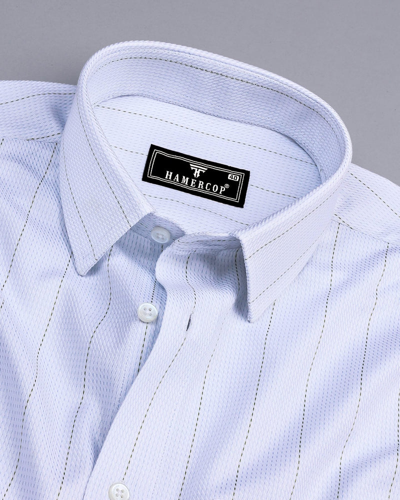 Barton SkyBlue With Green Pin Stripe White Premium Giza Shirt