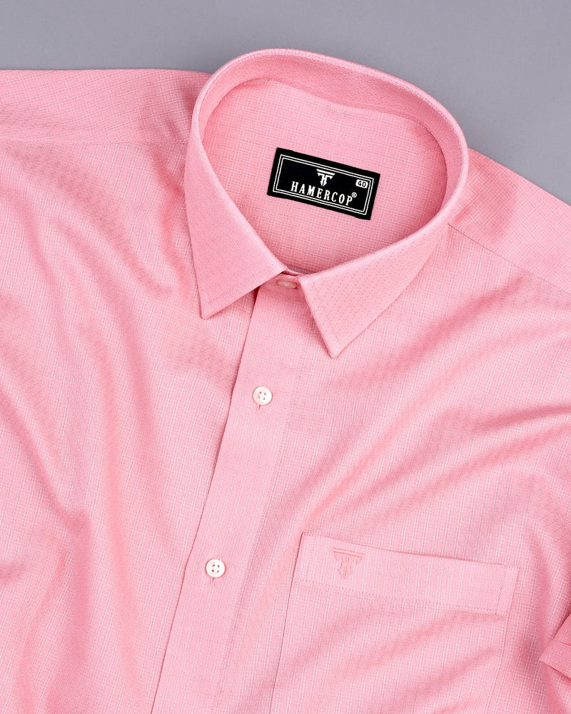 Nova Pink Self Check Dobby Cotton Formal Shirt