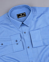 Nova Blue Self Check Dobby Cotton Formal Shirt