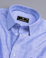 Claxton Blue With White Check Premium Giza Shirt