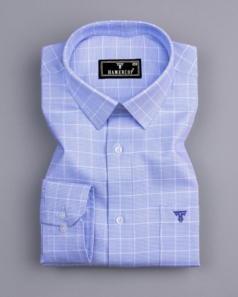 Claxton Blue With White Check Premium Giza Shirt