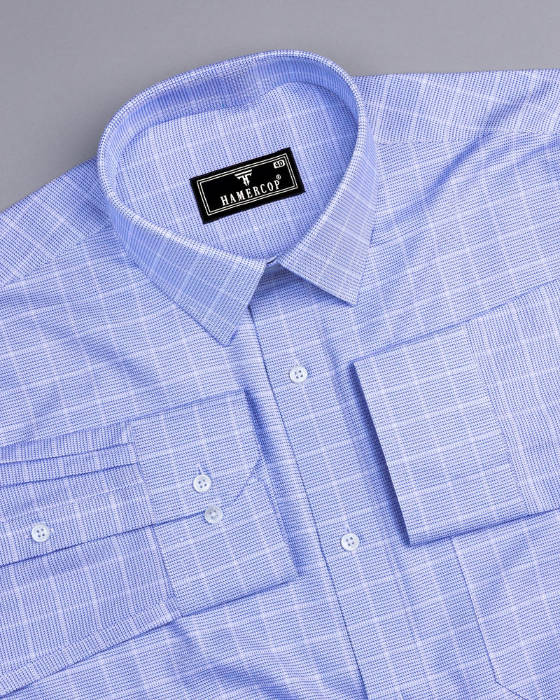 Claxton Blue With White Check Premium Giza Shirt