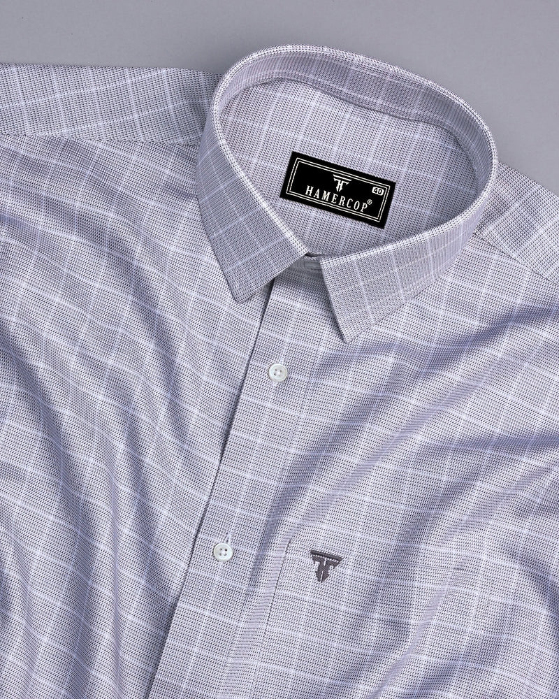 Claxton Gray With White Check Premium Giza Shirt