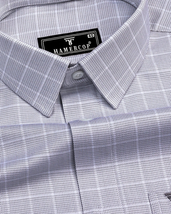 Claxton Gray With White Check Premium Giza Shirt