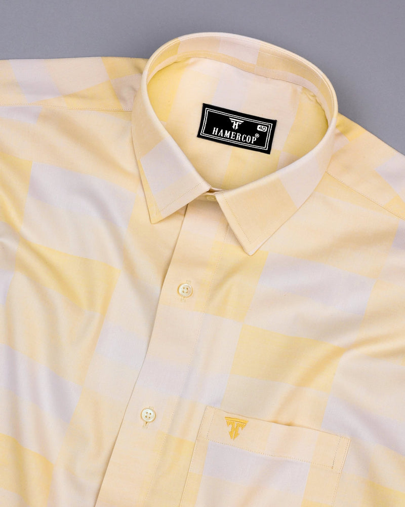 Cadiz Yellow Broad Jacquard Check Premium Giza Shirt