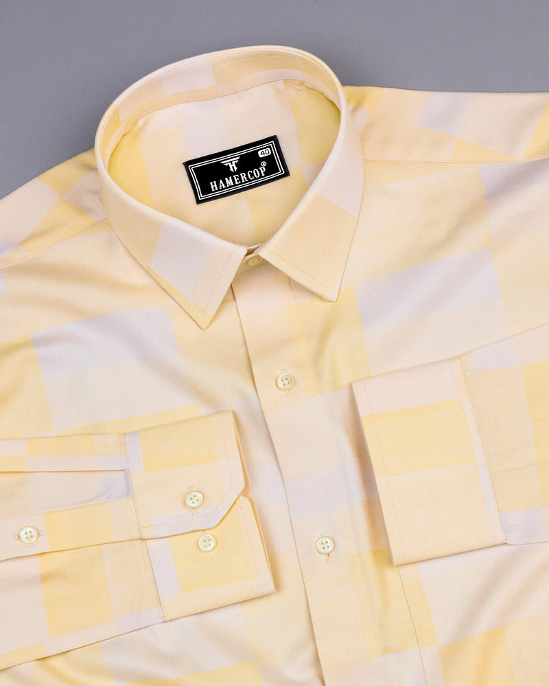 Cadiz Yellow Broad Jacquard Check Premium Giza Shirt