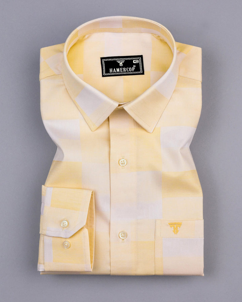 Cadiz Yellow Broad Jacquard Check Premium Giza Shirt