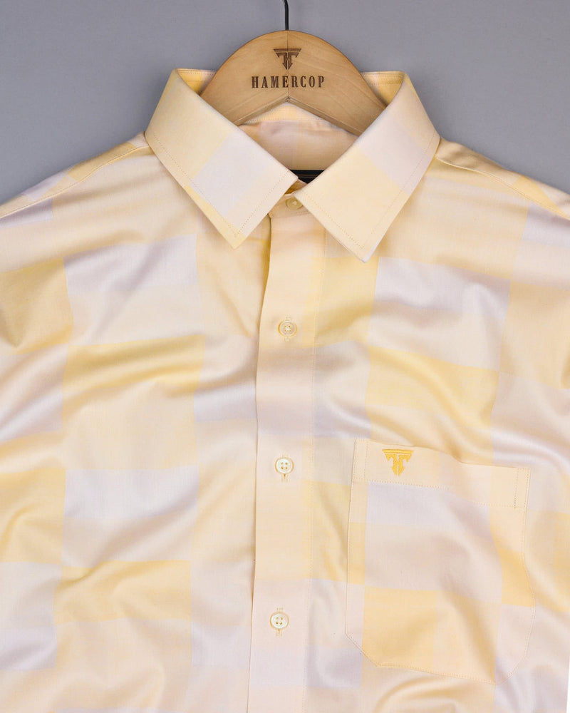 Cadiz Yellow Broad Jacquard Check Premium Giza Shirt