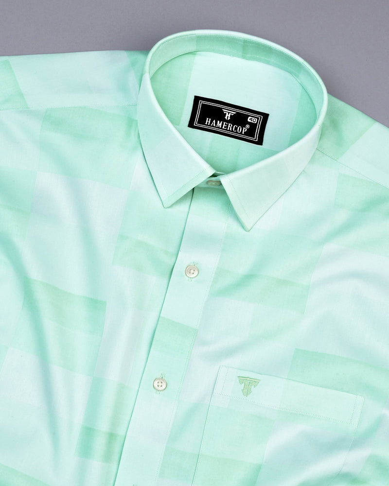 Cadiz Mint Green Broad Jacquard Check Premium Giza Shirt