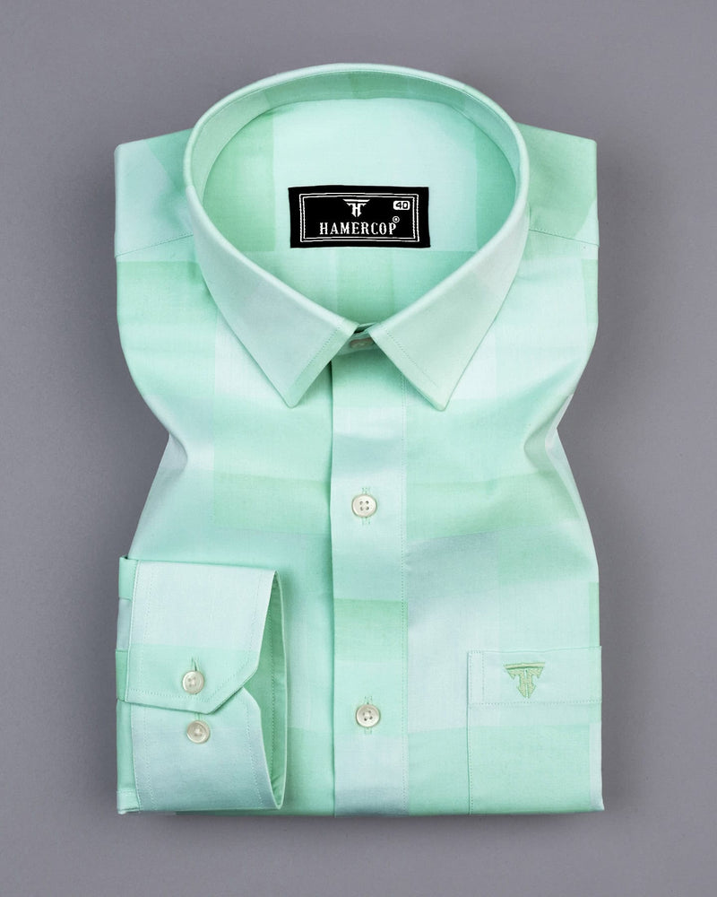 Cadiz Mint Green Broad Jacquard Check Premium Giza Shirt