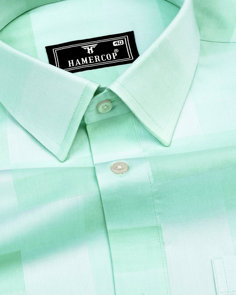 Cadiz Mint Green Broad Jacquard Check Premium Giza Shirt